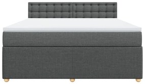 Κρεβάτι Boxspring με Στρώμα Σκούρο Γκρι 180x200 εκ Υφασμάτιν - Γκρι