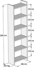 ΒΙΒΛΙΟΘΗΚΗ CLASSIKER HM9226.13 ΜΕΛΑΜΙΝΗΣ ΓΚΡΙ-ΛΕΥΚΟ 48,5x22x160Υεκ.