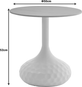 Βοηθητικό τραπέζι Fabron Inart λευκό sintered stone Φ50x52εκ