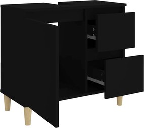 vidaXL Ντουλάπι Μπάνιου Μαύρο 65x33x60 εκ. Επεξεργασμένο Ξύλο