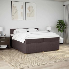 VidaXL Κρεβάτι Boxspring με Στρώμα Σκούρο Καφέ 200x200 εκ. Υφασμάτινο