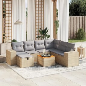 vidaXL Patio Sofa Set 8-θέσια Μίξη μπεζ και ανοιχτό γκρι