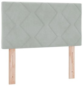 vidaXL LED Κεφαλάρι με φώτα λωρίδας LED Ανοιχτό γκρι 80 cm Βελούδο