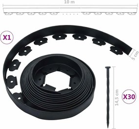 vidaXL Μπορντούρα Γκαζόν Εύκαμπτη 10 μ. / 5 εκ. με 30 Πασσάλους