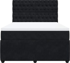 vidaXL Κρεβάτι Boxspring με Στρώμα Μαύρο 140x190 εκ. Βελούδινο