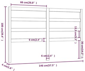 Κεφαλάρι Κρεβατιού Μελί 146 x 4 x 100 εκ. από Μασίφ Ξύλο Πεύκου - Καφέ