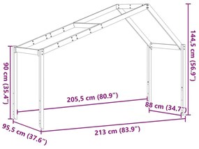 Οροφή Κρεβατιού Παιδική 213x95,5x144,5 εκ. Μασίφ Ξύλο Πεύκου - Καφέ