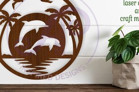 Intra απο ξύλο plywood 3mm-4mm πάχος - Dolphin Silhouette Wall Laser Δίασταση 40x50 cm INTRAFABR-110038410