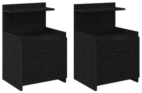 vidaXL Κομοδίνα 2 τεμ. με 2 Συρτάρια Μαύρα 40x36,5x62 εκ.