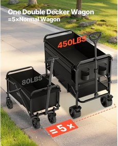 VEVOR Double Decker Wagon Collapsible 300L &amp; 450 lbs Heavy Duty Folding Cart