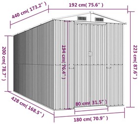 ΑΠΟΘΗΚΗ ΚΗΠΟΥ ΑΝΟΙΧΤΟ ΓΚΡΙ 192X440X223 ΕΚ. ΓΑΛΒΑΝΙΣΜΕΝΟ ΑΤΣΑΛΙ 3147441