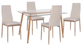 Intrahome ΣΕΤ 5ΤΜΧ ΤΡΑΠΕΖΙ ΦΥΣΙΚΟ ΜΕ ΓΥΑΛΙ & ΚΑΡΕΚΛΕΣ UPINGCASABLANCALTCASABLANCAION ΜΠΕΖ intraho-0008467