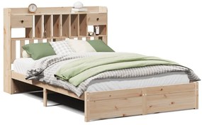 vidaXL Κρεβάτι Βιβλιοθήκη Χωρίς Στρώμα 150x200 εκ Μασίφ Ξύλο Πεύκου