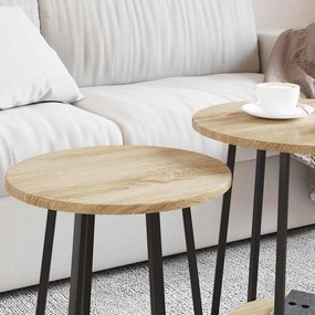 vidaXL Σετ βοηθητικά τραπεζάκια με ράφι 2 pcs Σονομα δρυς και Μαύρο