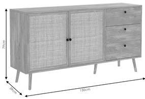 Μπουφές Oslo μαύρο-φυσικό 150x39x79εκ 150x39x79 εκ.