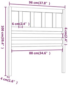 vidaXL Κεφαλάρι Κρεβατιού 96x4x100 εκ. από Μασίφ Ξύλο Πεύκου