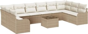 vidaXL Σετ Καναπέ Κήπου 11 pcs Μπεζ και Λευκό συνθετικό ρατάν