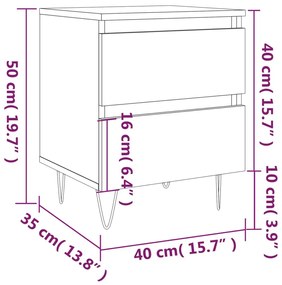 Κομοδίνο Μαύρο 40 x 35 x 50 εκ. από Επεξεργασμένο Ξύλο - Μαύρο