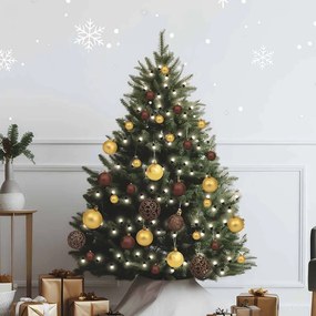 vidaXL Χριστουγεν. Μπάλες Σετ 60 τεμ με Κορυφή &amp; 150 LED Χρυσό/Μπρονζέ