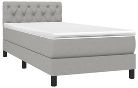 vidaXL Κρεβάτι Boxspring με Στρώμα Ανοιχτό Γκρι 80x200 εκ. Υφασμάτινο