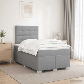 vidaXL Κρεβάτι box spring με στρώμα Ανοιχτό γκρι 120 x 200 cm Ύφασμα
