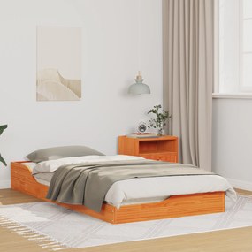 vidaXL Κρεβάτι δαπέδου Καφέ κεριού 75 x 190 cm Συμπαγές ξύλο πεύκου