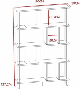 Βιβλιοθήκη Λευκό LOBRAL 90x20x137