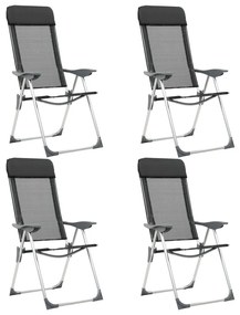 Καρέκλες Camping Πτυσσόμενες 4 τεμ. Μαύρες από Αλουμίνιο - Μαύρο