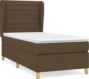 vidaXL Κρεβάτι Boxspring με Στρώμα Σκούρο Καφέ 80x200 εκ. Υφασμάτινο