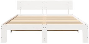 vidaXL Κρεβάτι  με Σκευοθήκη Λευκό 160x200 εκ Συμπαγές Ξύλο Πεύκου