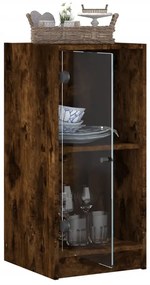 vidaXL Βοηθητικό Ντουλάπι Καπνιστή Δρυς 35x37x75,5 εκ. Γυάλινες Πόρτες