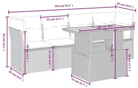 vidaXL Σαλόνι Κήπου 5 Τεμαχίων Γκρι από Συνθετικό Ρατάν με Μαξιλάρια