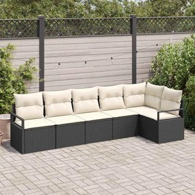 vidaXL Σετ Καναπέ 6 pcs Μαύρο συνθετικό ρατάν