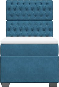 vidaXL Κρεβάτι Boxspring με Στρώμα Μπλε 80 x 200 εκ. Βελούδινο