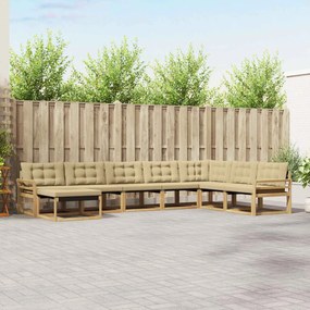 vidaXL Σειρά Καναπέ Εξωτερικού με μαξιλάρι 8 pcs Λευκό και Μπεζ