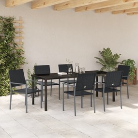 vidaXL Σετ Εξωτερικής Τραπεζαρίας 7 Τεμαχίων  Μαύρο Πολυ Ρατάν