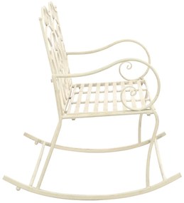 vidaXL Παγκάκι Κήπου Αντικέ Λευκό 104 εκ. Σιδερένιο