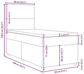 Κρεβάτι Boxspring με Στρώμα Μαύρο 80 x 200 εκ. Υφασμάτινο - Μαύρο