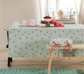 Τραπεζομάντηλο Αλέκιαστο Strawberry Taste Green 140x240 - Nef-Nef Homeware