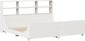 vidaXL Κρεβάτι Βιβλιοθήκη Χωρίς Στρώμα Λευκό 180x200 εκ Μασίφ Ξύλο