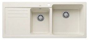 Blanco Naya 8 S Soft White SILGRANIT™ PuraDur™ Γρανιτένιος Νεροχύτης Ένθετος με 2 Γούρνες και Ποδιά Αριστερά 116x50cm