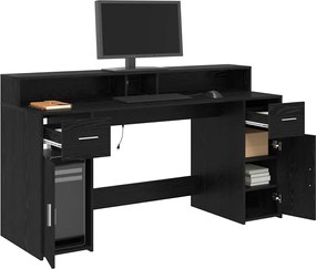 vidaXL Γραφείο με ράφι Μαύρη δρυς 160 x 55 x 91 εκ. Επεξεργασμένο ξύλο