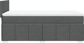 vidaXL Κρεβάτι Boxspring με Στρώμα Σκούρο Γκρι 90x190 εκ. Υφασμάτινο