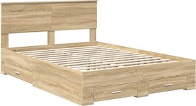 vidaXL Σκελετός Κρεβατιού Sonoma Δρυς 140 x 190 cm Επεξεργασμένο Ξύλο