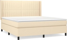 vidaXL Κρεβάτι Boxspring με Στρώμα Κρεμ 180x200 εκ. Υφασμάτινο
