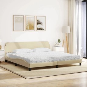 vidaXL Κρεβάτι με Στρώμα Dover Κρεμ 200x200 εκ. Υφασμάτινο