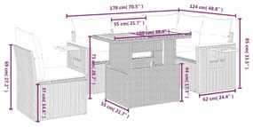 Καναπές Κήπου 6 Τεμαχίων Μαύρο από Συνθετικό Ρατάν με Μαξιλάρια - Μαύρο