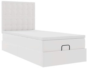 vidaXL Οθωμανικό κρεβάτι με στρώμα Λευκό 90x200cm Faux Leather
