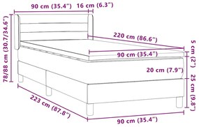 BOX SPRING ΚΡΕΒΑΤΙ ΜΕ ΣΤΡΩΜΑ ΑΝΟΙΧΤΟ ΓΚΡΙ 90X220 ΕΚ. ΒΕΛΟΥΔΙΝΟ 3318225