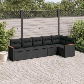 vidaXL Patio Sofa Set 6-θέσια Black